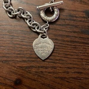 16in. Tiffany & Co. Sterling Silver Heart Tag Toggle Necklace